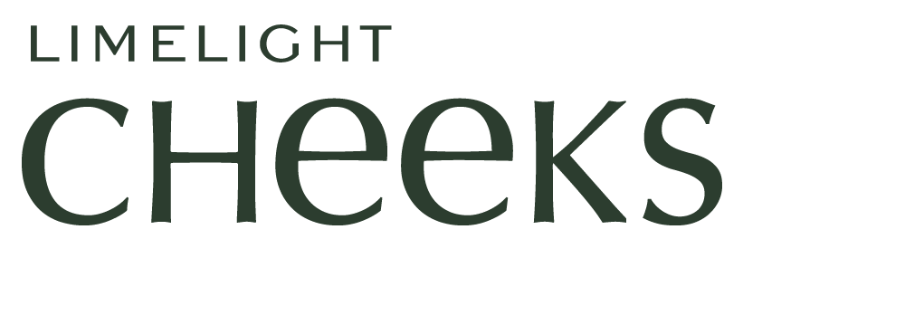 A logo for limelight cheeks is shown on a white background.