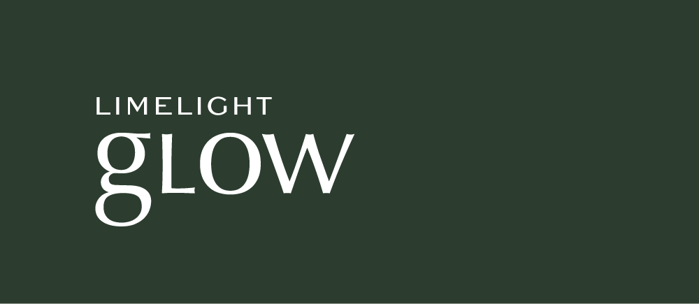 A green background with white text that says limelight glow
