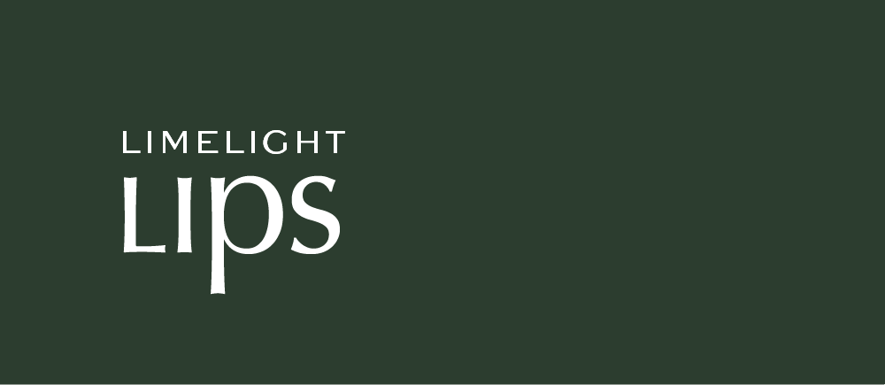 The limelight lips logo is on a green background