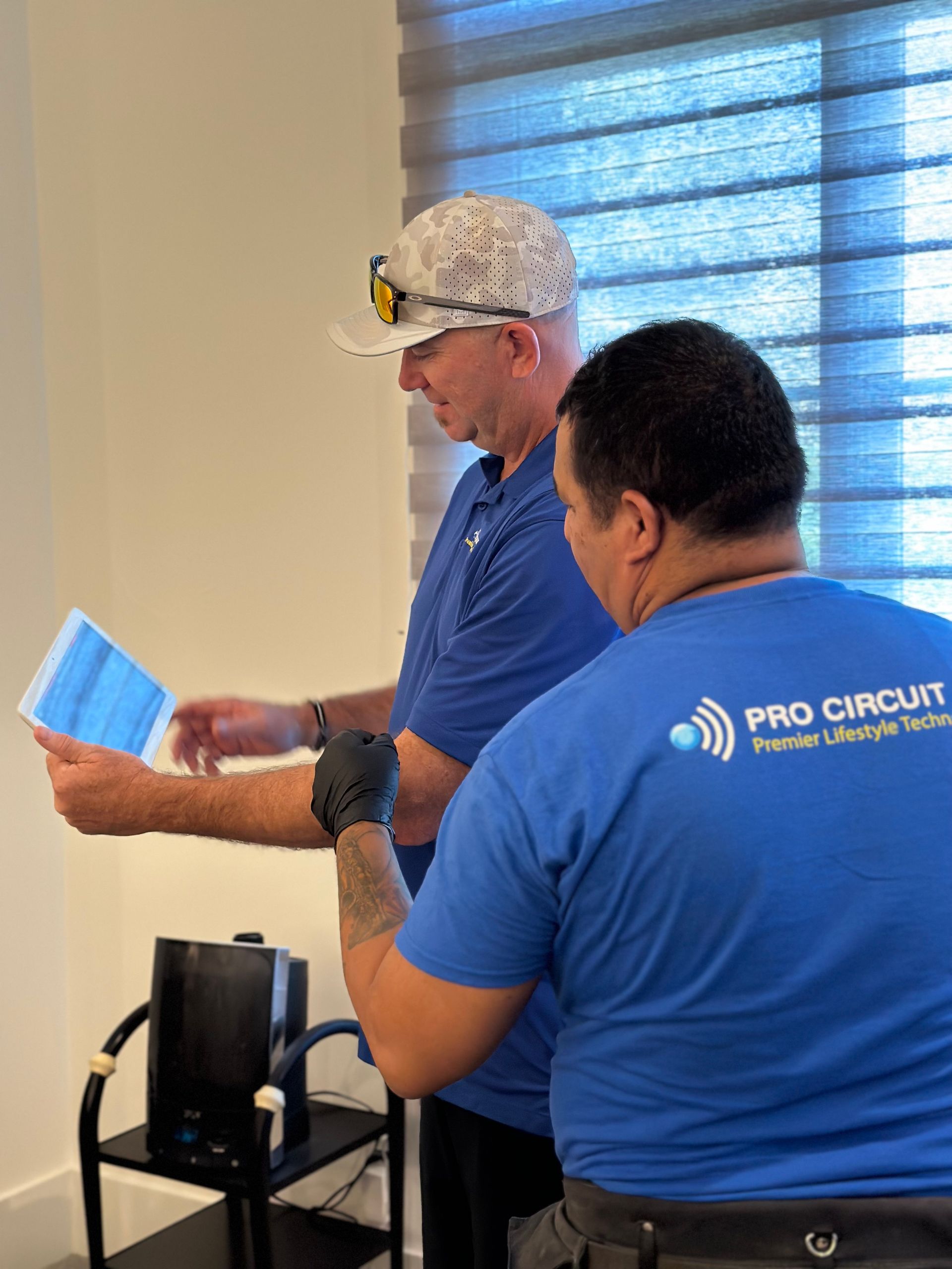 Workers looking at screen