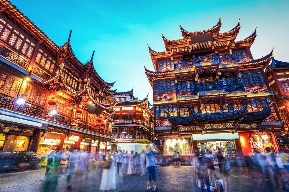 beautiful yuyuan garden at night,traditional shopping area in shanghai, China