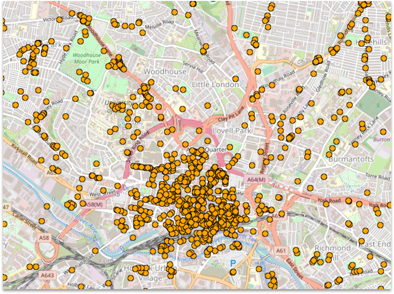 Retail locations and store locations data for location planning