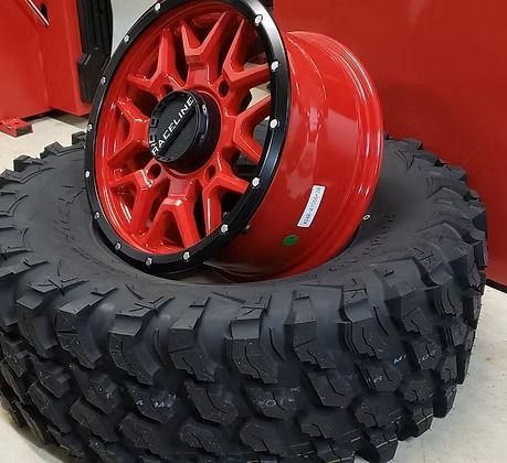 red wheel and big tire