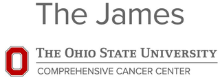 Logo for The James Cancer Hospital at The Ohio State University. Includes a red 