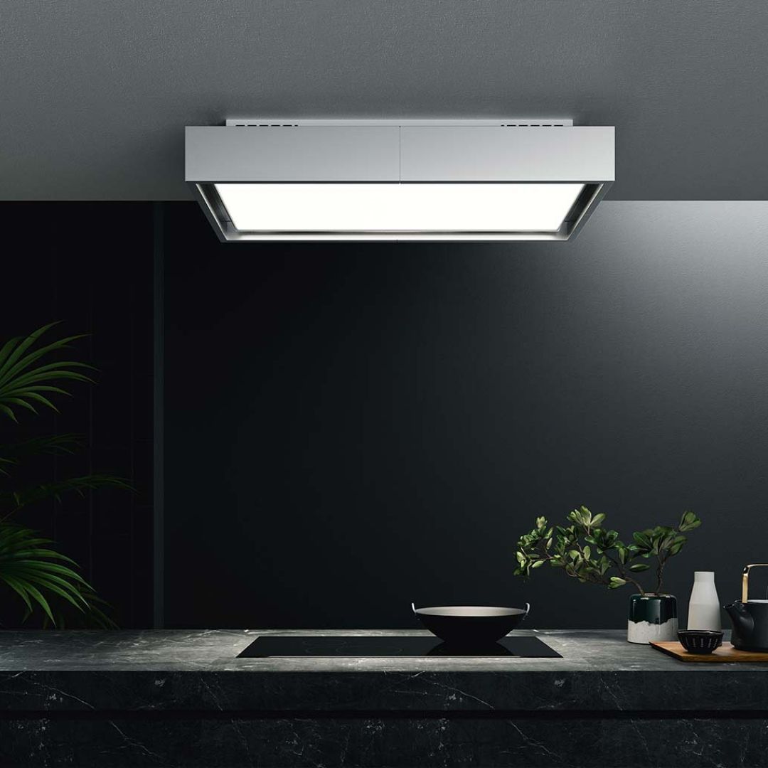 Um balcão de cozinha com uma tigela e uma planta