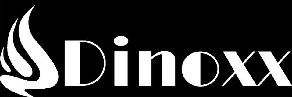 Um logotipo em preto e branco para uma empresa chamada dinoxx