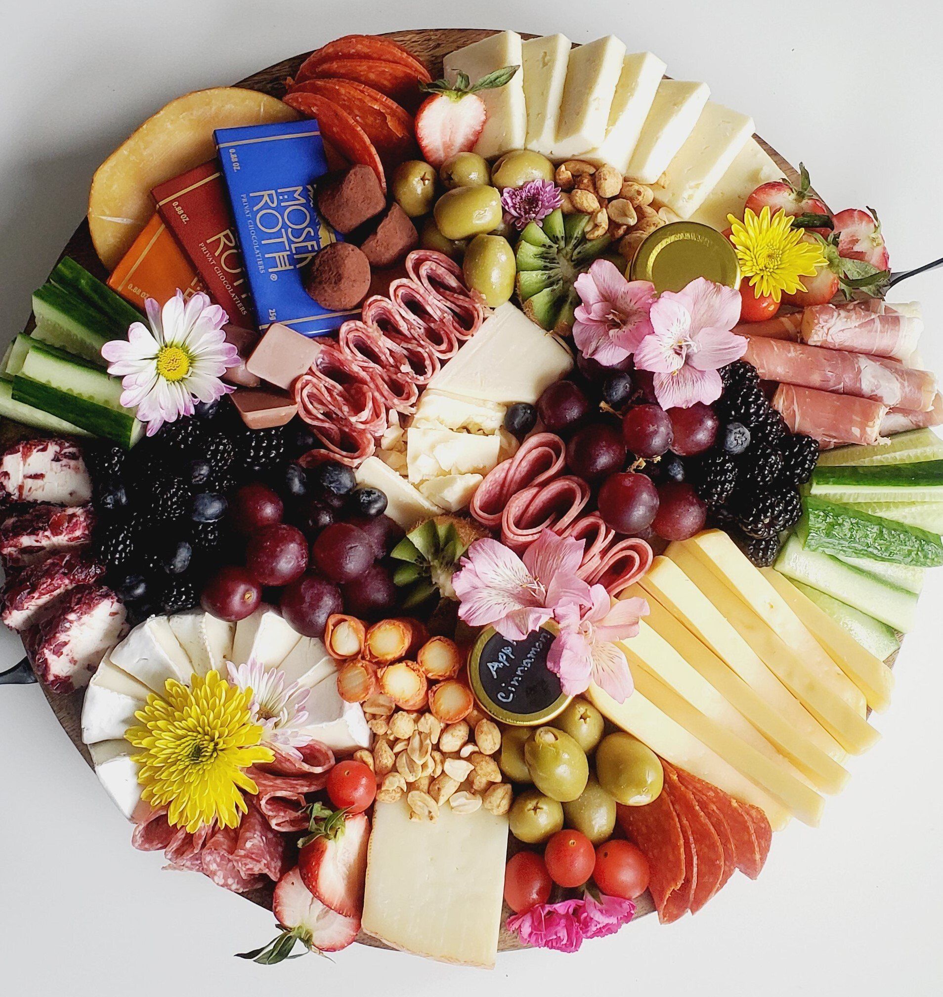 A tray of food with the word love on it