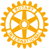 Yellow Rotary International wheel logo.
