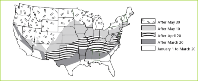 crabgrass germination usa map