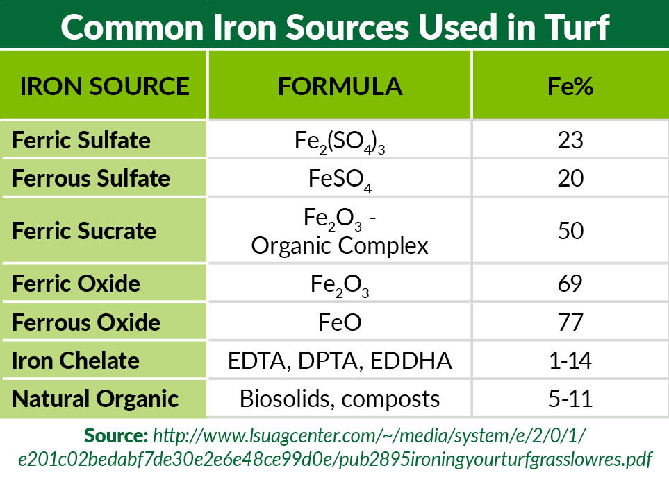  sources of iron chart