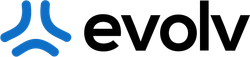 The blue Evolv logo featuring a three-pronged abstract icon to the left of the lowercase black text