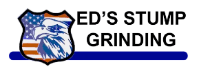 A logo for ed 's stump grinding with an eagle on it