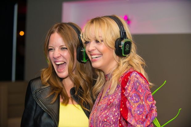 Girls enjoying a silent disco