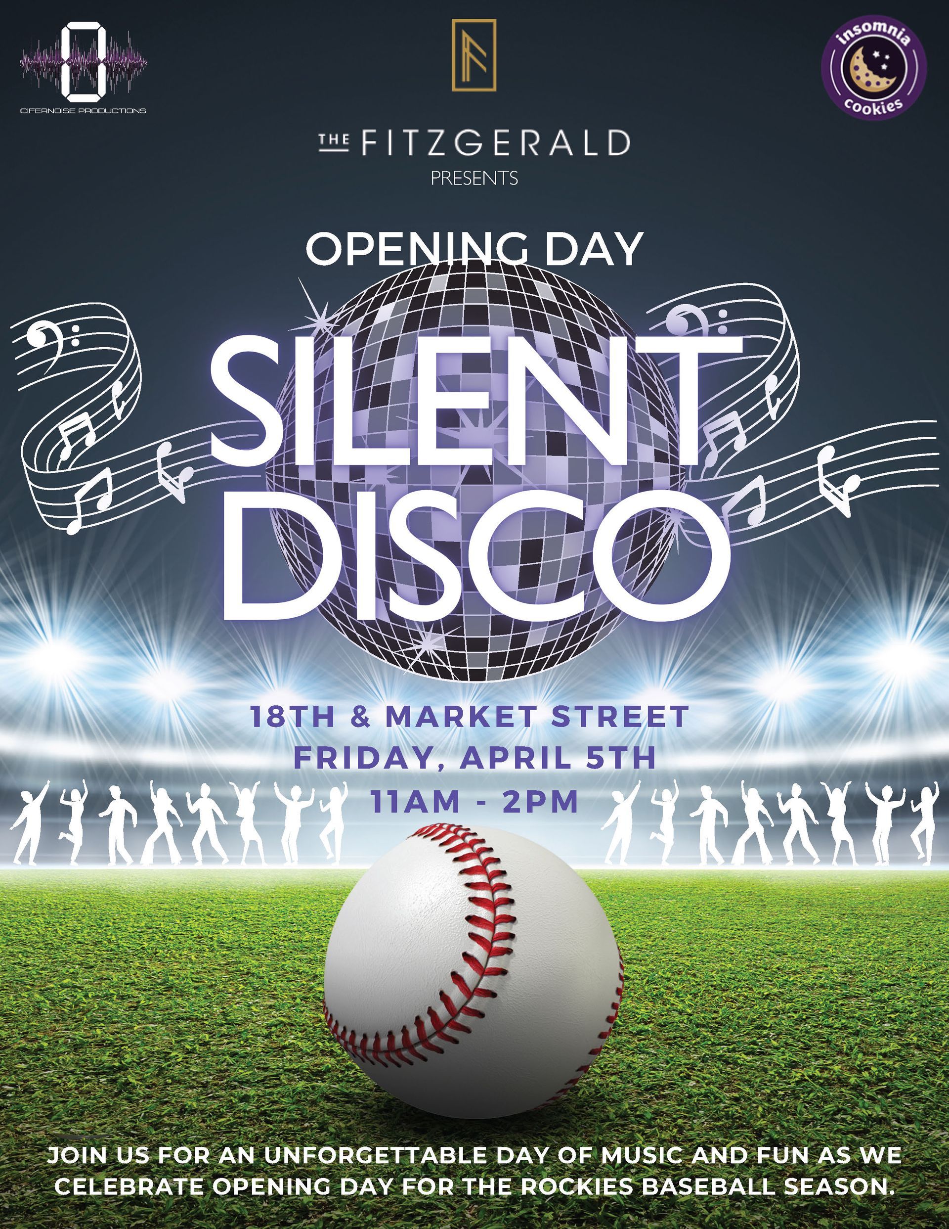 Coor's Field Opening Day 2024 Silent Disco Celebration at the Fitzgerald Apartments poster