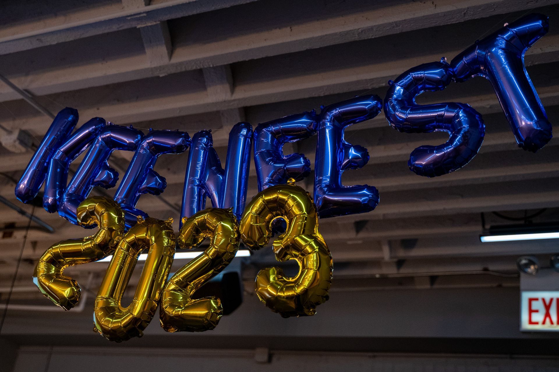 KEENFest 2023 written in balloons and hung in the venue