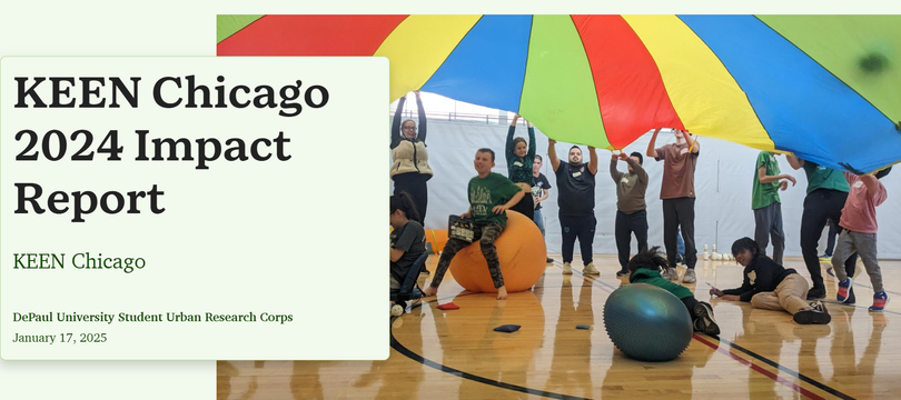 KEEN Chicago Impact Report Athletes and Volunteers  exercising in a gym