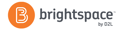Logo for Brightspace, featuring an orange circle with a white 