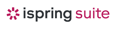 ISpring Suite logo with a stylized flower icon and text in purple and black.