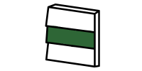 A white book with a green stripe around the middle.