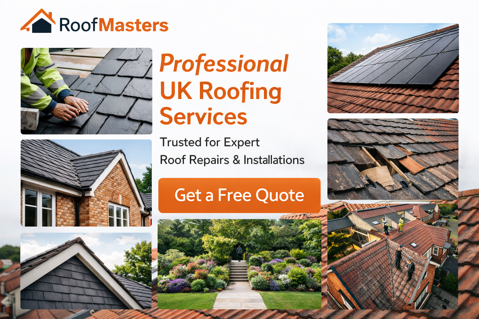UK roofing services showing roof repairs, installations and inspections