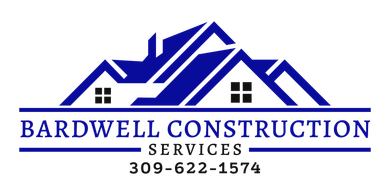 Logo for Bardwell Construction with blue house outline, text, and phone number.