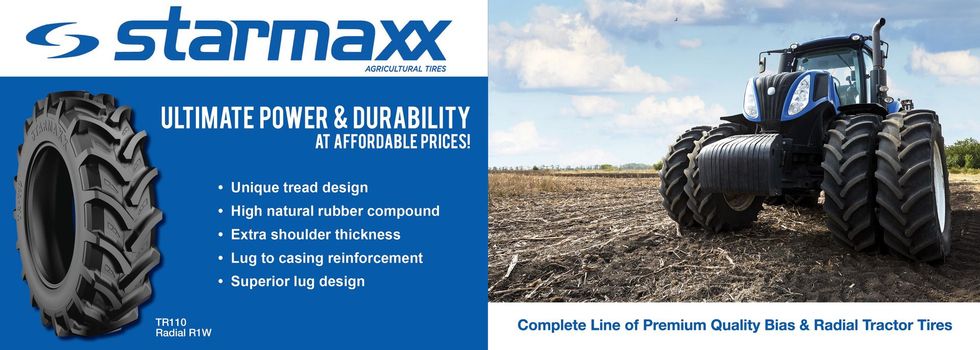 A starmax advertisement with a picture of a tractor