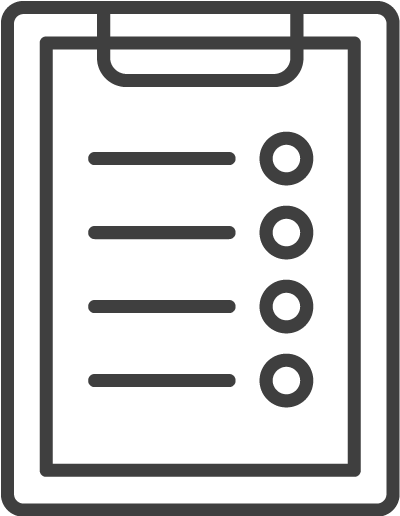 A clipboard with a list of items on it.