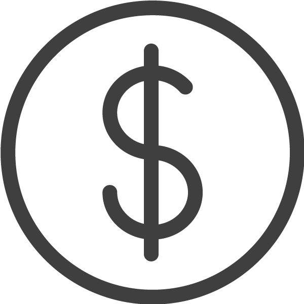 A dollar sign in a circle on a white background.