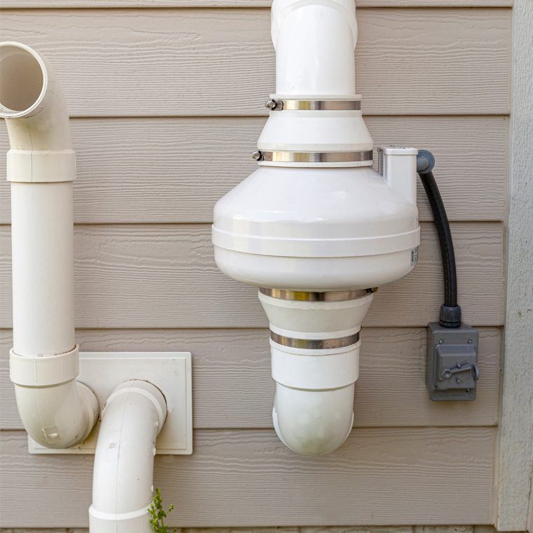 close up of a radon mitigation fan
