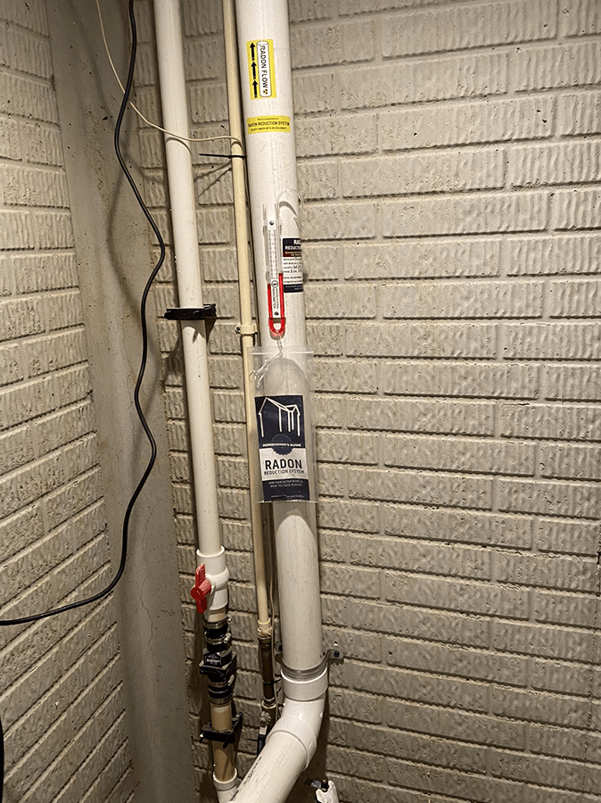 basement piping on a radon mitigation system