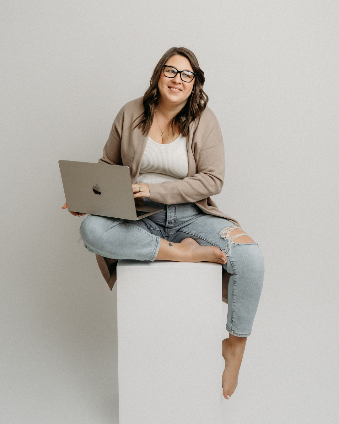 Marketing professional from social media agency sitting on chair