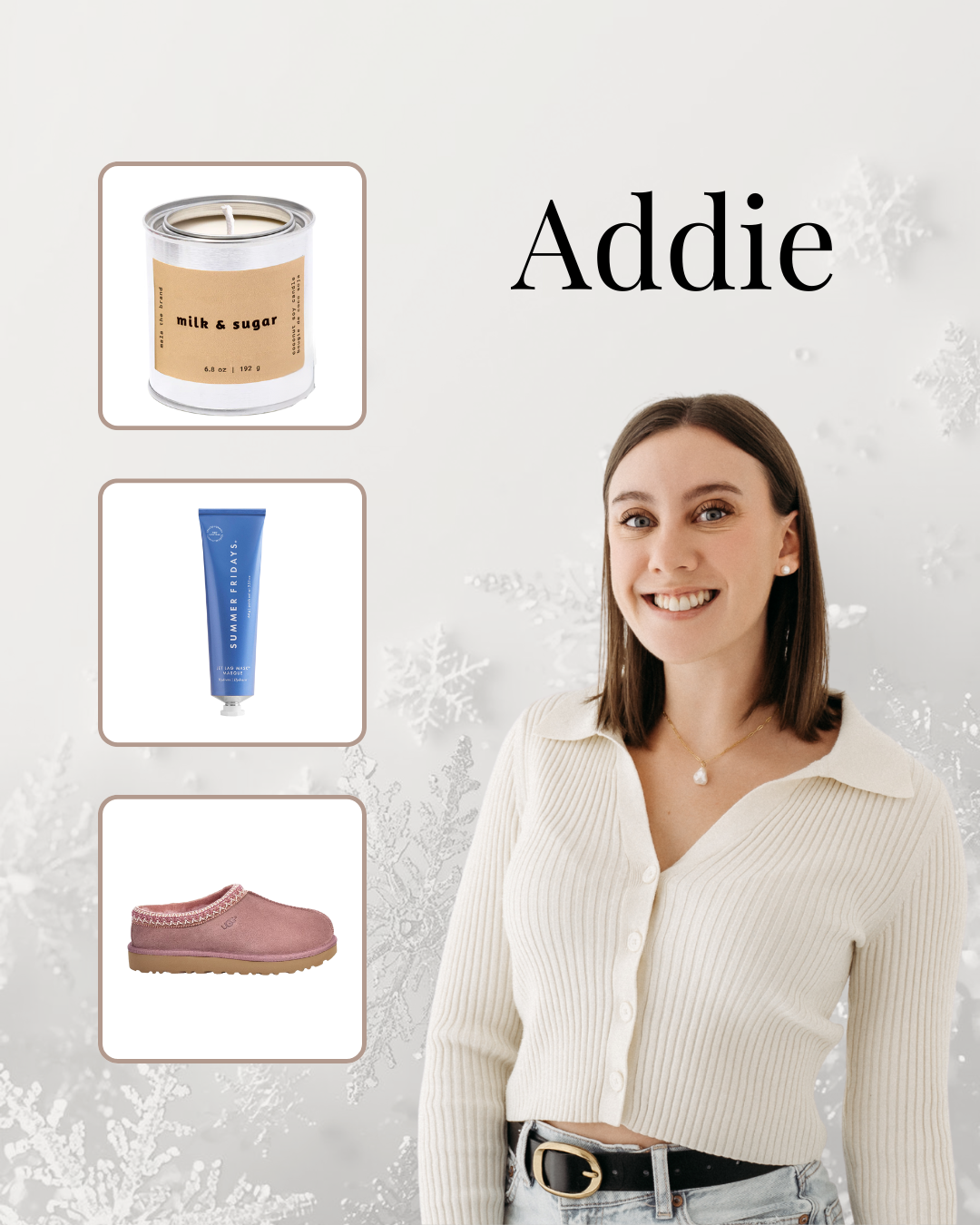 Photo of Addie with gifts for social media managers 