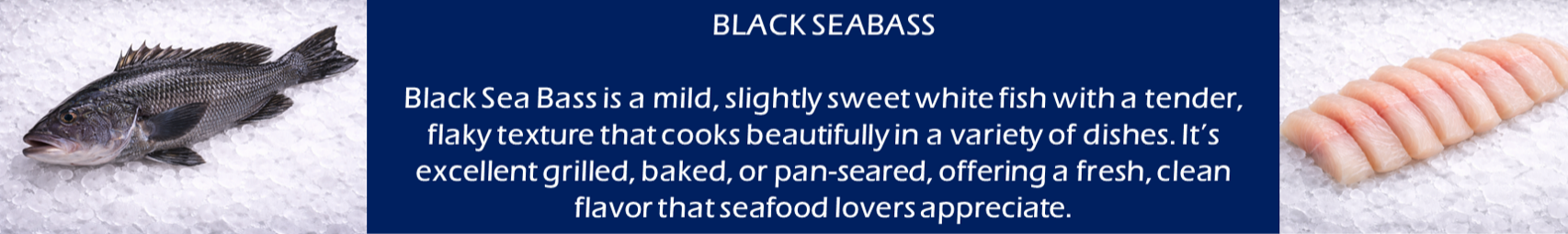 A fish and fish fillets with text on a blue background.