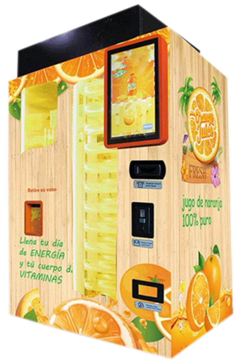 ein Orange Orangensaftautomat