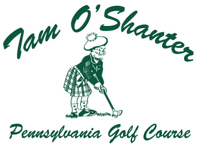Logo. A cartoon golfer in a kilt, with text "Tam O'Shanter" and "Pennsylvania Golf Course."