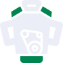 A white and green icon of a belt on a white background.