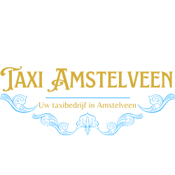 Een goud en blauw logo voor taxi amstelveen