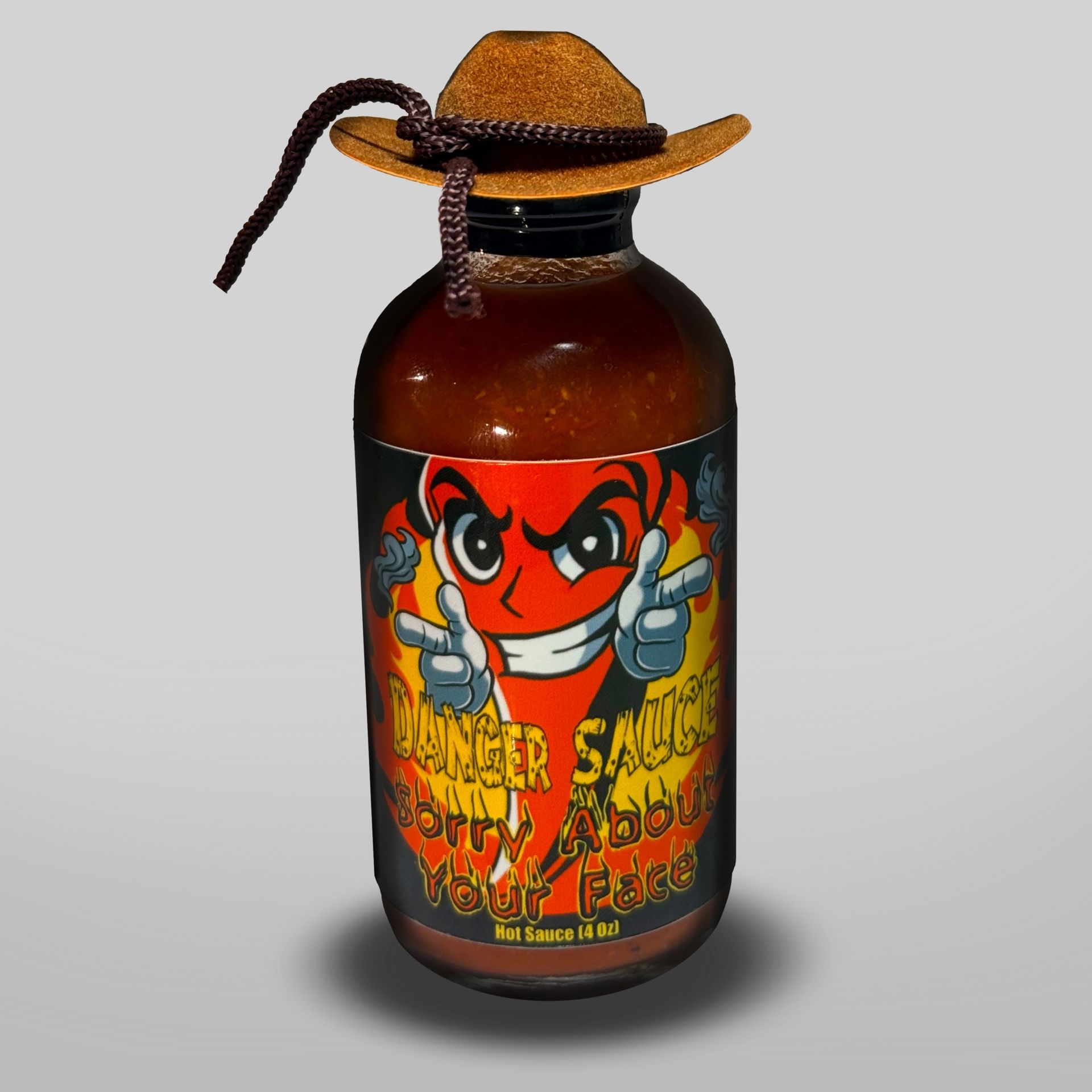 4oz bottle of Danger Sauce handcrafted Carolina Reapers Hot Sauce