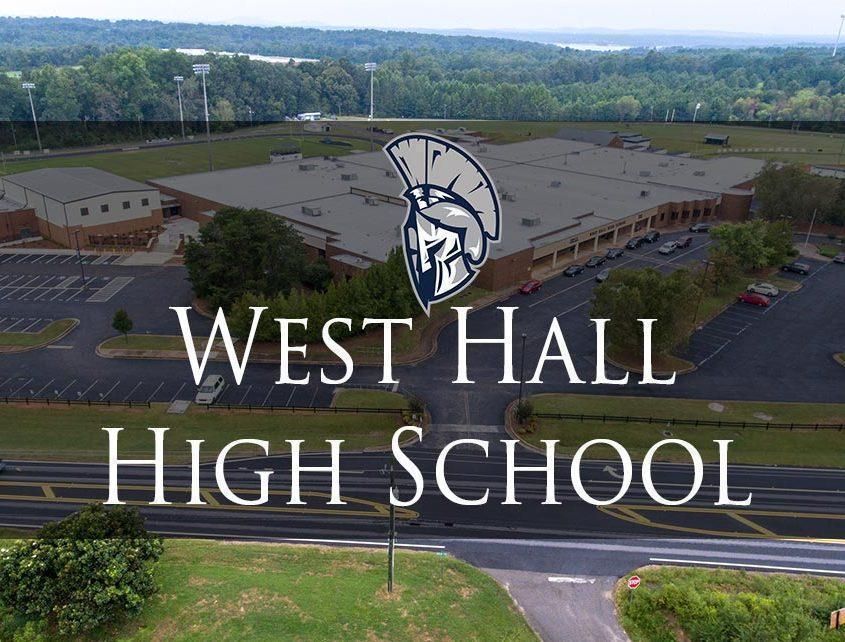 An aerial view of west hall high school