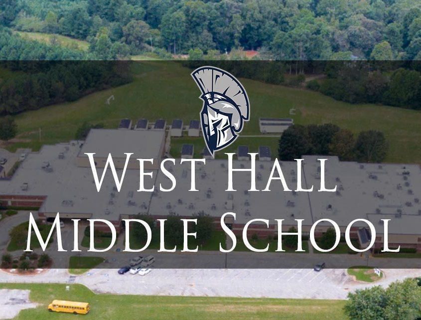 An aerial view of west hall middle school