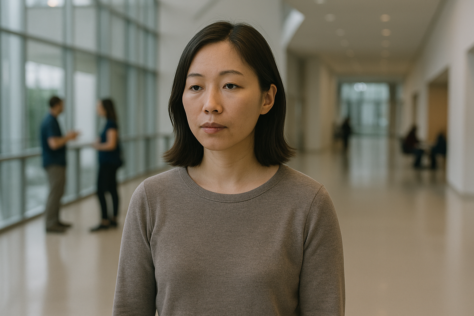 Woman standing in a hallway