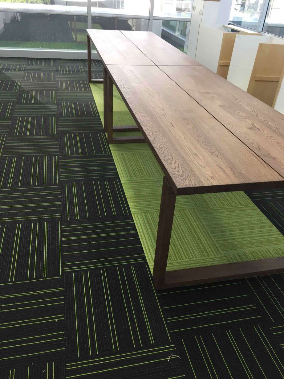 green modern floor design with table