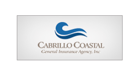 The logo for Cabrillo Coastal General Insurance Agency, Inc. featuring a stylized blue wave icon above the company name.