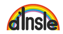 A rainbow with the word dinsle on it