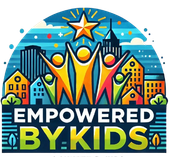 A logo that says Empowered By Kids on it