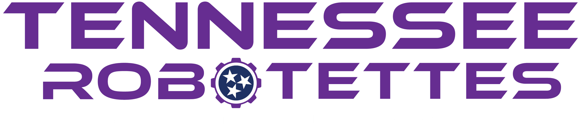 The logo for tennessee robotettes is purple and white