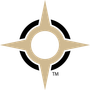 A compass with a circle in the middle and a tm logo on the bottom.