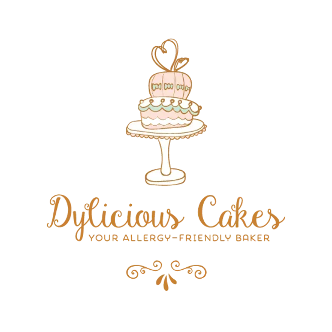 A logo for a bakery called dylicious cakes