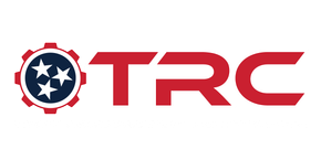 Logo with a cogwheel containing the Tennessee state flag and the letters TRC in red.