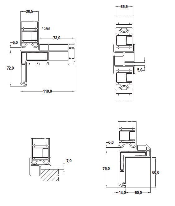 sezioni scuro in PVC